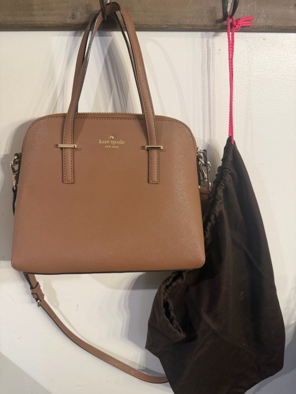 kate spade Tan Saffiano Dome Satchel